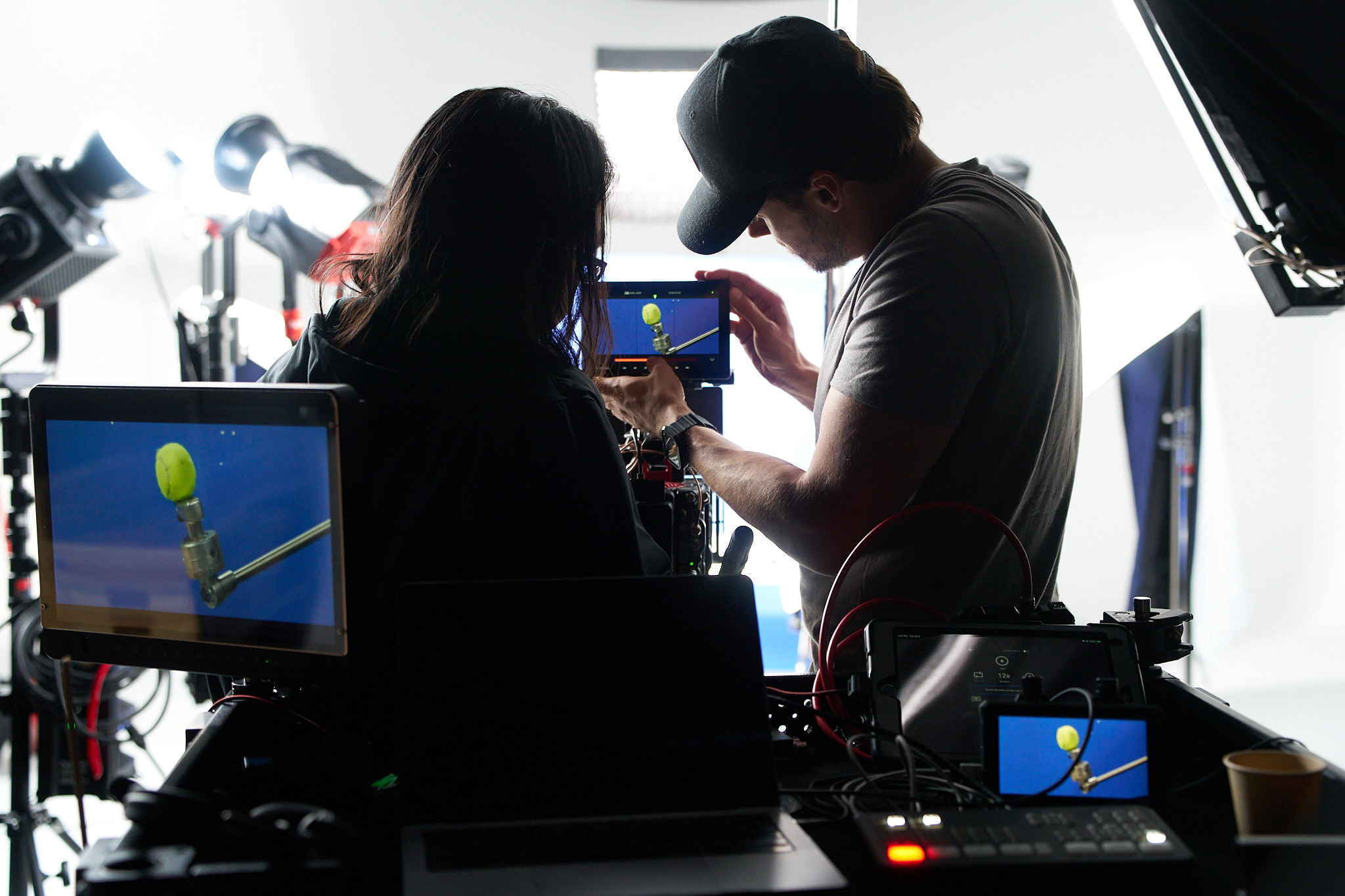 Commercial video production team filming on set in Toronto