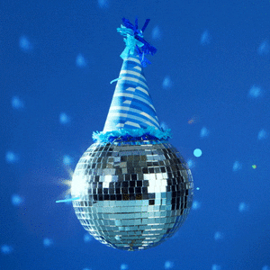 silver ball with party cap